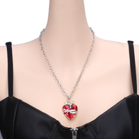 Collier croix en alliage de zinc, émail rouge, géométrique, multi-niveaux, style gothique punk, bijoux de fête pour femmes