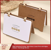 Calendrier de bureau en bois avec couverture en liège, imprimé offset sur papier d'art de qualité supérieure, pour fournitures de bureau