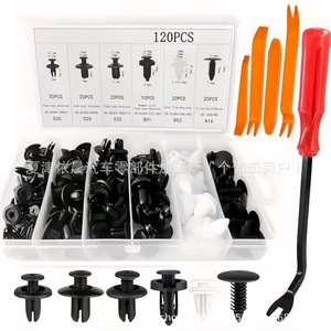 QIIYcce 120Pcs <b>Car</b> Retainer <b>Clips</b> Universal Push Type For Bumper Fender Door Trim Repair Kit With Tool - Product Image 3