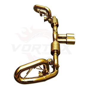 Vortex Gold Coated Stainless Steel Valved <b>Exhaust</b> System with Dual Tips for Porsche 911 991 GT3 4.0L 2014-2019 Bolt-On Upgrades - Product Image 2