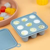 Moule à glaçons en silicone sans BPA pour 9 portions de purée de fruits, légumes, lait maternel, ou crème glacée, avec couvercle, pour bébé