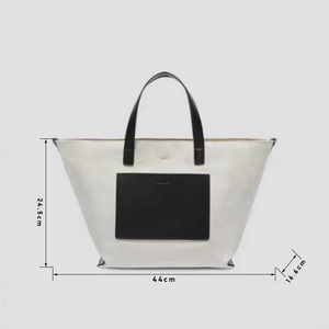 Bolso de mano minimalista de poliéster y cuero para mujer, bolso tote de gran capacidad, estilo moderno, bolso de mujer a la moda para la universidad. - Product Image 6