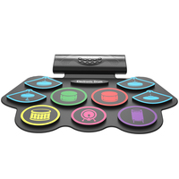 Roll-Up Electronic Drum Kit, 9 Pads Foldable Portable Drum Pad, Supports MIDI Software Games Beginners Percussion Instrument