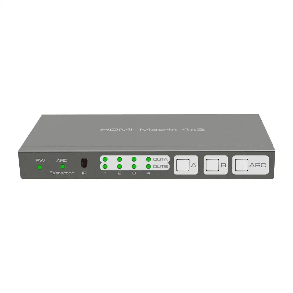 Conmutador divisor 4x2 HDMI Matrix 4K 60Hz UHD 2,0 v con extracción de Audio ARC EDID IR Control remoto YUV 444 HDCP2.2 HDR