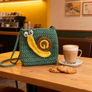 Snail Green Color Weaving <strong>Bag</strong> Kids Girl Handmade Crochet <strong>Bag</strong> Simple Finished Product Appreciation Gift Knitting <strong>Bag</strong> - Product Image 5