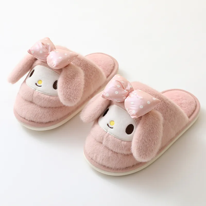 Ears Moving Cotton Slippers Warm Female Plush Home Shoes Funny Slides Cute Autumn Winter Couple Cartoon Slides