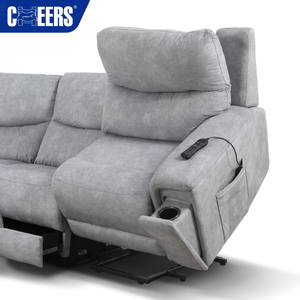 MANWAH CHEERS Nieuwe Design Woonkamerbanken Waterdichte Stof Elektrische Relaxfauteuil Hoekbank <span class=keywords><strong>Massage</strong></span> en Opbergfunctie - Product Image 4