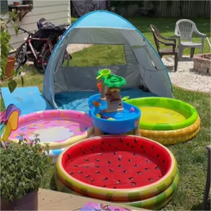 Piscina Redonda de 3 Anillos, Piscina de Pelotas para Bebés, Piscina Infantil, Juguete Acuático, Piscina Inflable para Exteriores, Tumbona para Ver Películas - Product Image 5