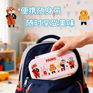 Cartoon <b>Plastic</b> Divided <b>Lunch</b> <b>Box</b> Microwaveable Bento <b>Box</b> For Students And Office Workers Pink And Blue Rectangle - Product Image 4