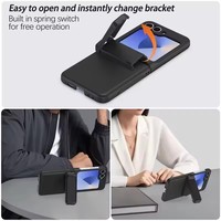 Casing Samsung Galaxy Z Flip 8 7 6 5 Flip 7FE Multifungsi, Penyangga Tak Terlihat, Tekstur Kulit Lipat, Engsel 3in1