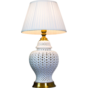 Vase décoratif blanc créatif pour la maison, corps en céramique, lampe de bureau design pour hôtel - Product Image 1