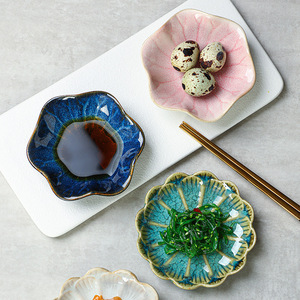 Trempette au miel en forme de feuille de lotus bleu <span class=keywords><strong>rose</strong></span> sauce en céramique porcelaine Plat à tremper - Product Image 3