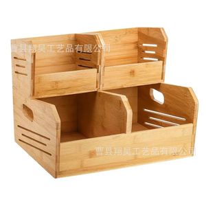 Wooden Desktop <b>Storage</b> Basket Rectangle Stackable Multi Compartment Organizer <b>Kitchen</b> Neatening <b>Storage</b> <b>Box</b> - Product Image 5