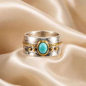 Anello Vintage Bicolore, Anello di Tendenza, Accessorio per Dito in Stile Classico, Design Retrò - Product Image 3