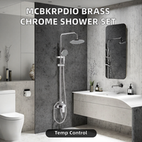Robinet de douche thermostatique en laiton de qualité professionnelle, système de douche pluie mural avec douchette à main pour salle de bain
