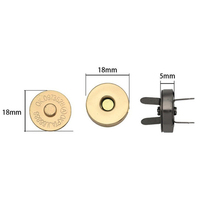 Stock 18mm circulaire bouton pression magnétique fait à la main bricolage accessoires de quincaillerie pour sac vêtement fabrication métal boucles magnétiques