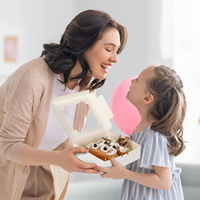 Scatole Bianche per Pasticceria con Finestra Trasparente, Scatole Quadrate per Torte, Fragole Ricoperte di Cioccolato, Cupcake e Dessert