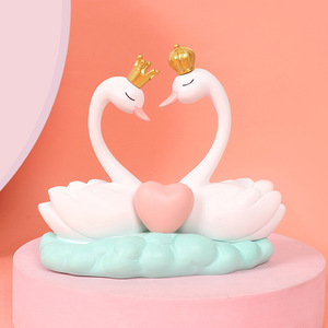 Swan Resin Ornament Medium Couple Kissing Valentine's Day Home Decor Gift - Product Image 3