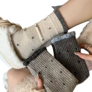 Chaussettes décontractées épaisses en laine pelucheuse à motif floral de style français 2025 pour femmes, utilisation quotidienne automne/hiver, fonction thermique, taille unique - Product Image 5