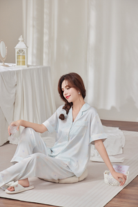 Nueva Lencería Sexy de Satén 100% Poliéster para Mujer, <span class=keywords><strong>Pijamas</strong></span> para Dormir en Casa, Gama Completa de Estilos Cortos con Cintura Elástica - Product Image 5