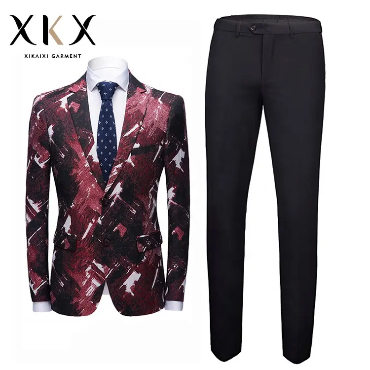 2021 new floral cloth suit men's banquet host dress wedding groom suit three-piece suit