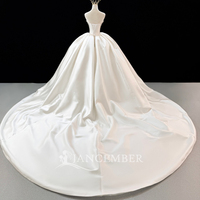 Robe de mariée en satin Jfh162, bustier, décolleté cœur, corset, ornée de cristaux argentés, robe de bal scintillante Jancember