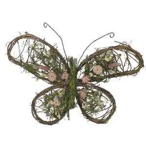 Decoración de mariposa de ratán hecha a mano de Pascua inspirada en la naturaleza, adorno de jardín, ambiente de primavera y decoración del hogar