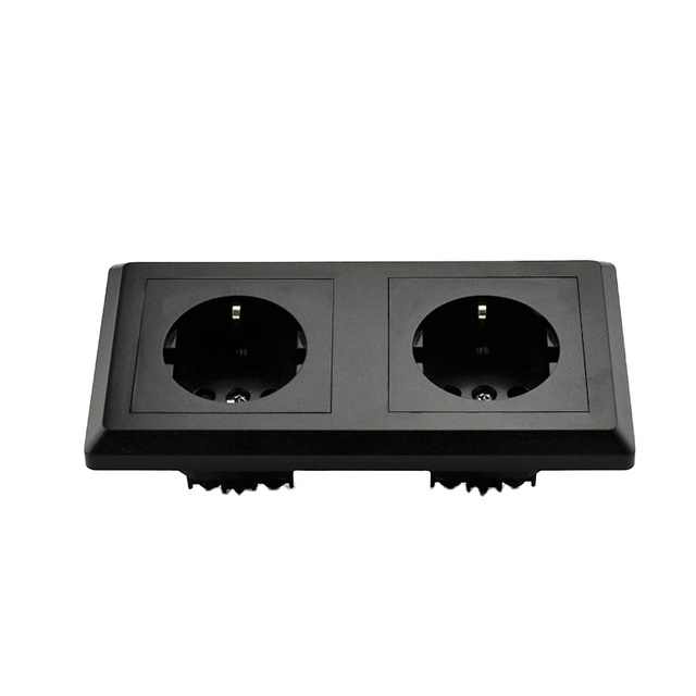 EU Standard Dual German Schuko Socket Double Wall Socket White/Black Plate 16Amp 250 V Wall Mount Double EU Sockets
