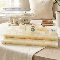 Jeu de Mahjong américain haut de gamme en acrylique semi-transparent avec supports de tuiles pour jeu de loisirs sur table en intérieur