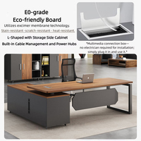 Bureau de direction moderne modulaire et durable en forme de L avec compartiment PC dissimulé, table de direction de luxe et rangement ventilé