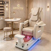 Fauteuil de pédicure de luxe pour salon, avec bassin en fibre de verre, éclairage et massage des pieds, pour soins des ongles et spa
