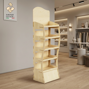 Wooden Tiered Display <b>Rack</b> 5 Shelves Vertical Freestanding Light <b>Weight</b> Modern Storage Shelf - Product Image 3