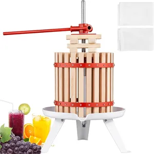 Fruit Wine Press 12L Solid Wood Basket Manual Juice Maker Cider Grape Tincture Honey Olive Making Press Pole Handle Bar Home