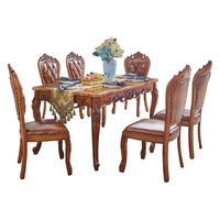 Table à manger en marbre de style européen, chaises modernes en bois massif, luxe, une table et six chaises, mobilier de salle à manger durable, sans assemblage