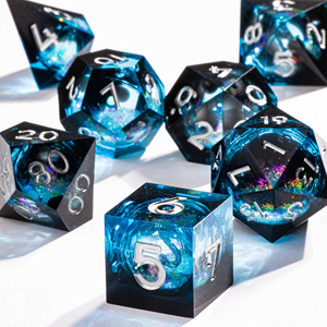 Juego de mesa de poliedro personalizado, mazmorras y dragones, dados Rpg, dados, piedras preciosas de borde afilado, juego de dados Dnd de resina de núcleo líquido colorido - Product Image 3
