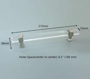 96mm 182mm 160mm carré armoire tiroir acrylique poignée tirer cuisine placard grande décoration armoire poignées Transparent - Product Image 6