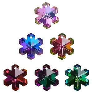 Snowflake Crystal Glass Pendant Single-hole Dream Pink Purple Moon Personality Creative diy Earrings Bracelet
