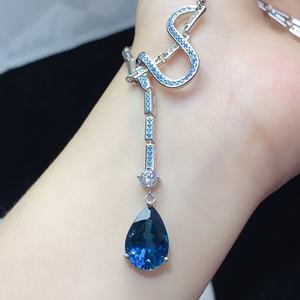 Collar con Colgante de Topacio Azul Suizo de Alta Calidad, Suministro de Fábrica 2025, Joyería de Plata de Ley S925 - Product Image 3