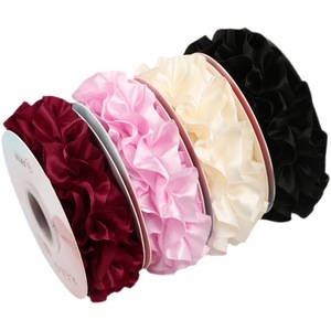 Nine-Colored Ribbon Pleated Solid Color Satin Trim 25mm For <b>Bags</b> Decoration Craft <b>Sewing</b> Trimming - Product Image 5