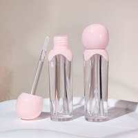 Nouveau tube d'emballage vide pour brillant à lèvres et huile à lèvres, 5 ml, rose transparent, à paroi épaisse, en plastique, avec bouchon à vis, personnalisable, de forme irrégulière