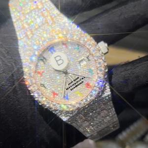 ผ่านเพชรทดสอบหรูหรา VVS Moissanite นาฬิกาผู้ชายกันน้ำกรณีโลหะสแตนเลสเย็นออกข้อมือนาฬิกาสายกล - Product Image 2