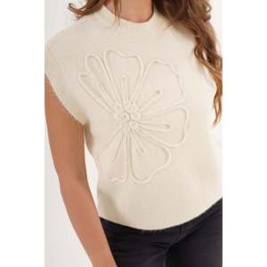 Suéter de Punto con Estampado de Margaritas para Mujer, Talla Grande, Estilo Clásico Informal con Logotipo Bordado en la Parte Delantera, para Invierno y Otoño, Talla Grande XS - Product Image 1