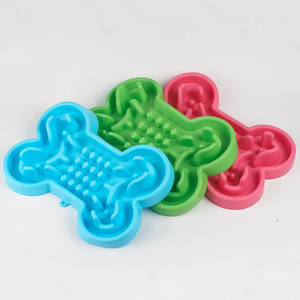 Umwelt freundliches, knochen förmiges Silikon-Haustier mit festem Muster, Slow Food <span class=keywords><strong>Bowl</strong></span>, lustiges und funktionelles Ess zubehör für Ihren pelzigen Freund - Product Image 4