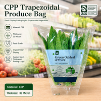 Sacs en plastique transparents de qualité alimentaire, trapézoïdaux, imprimés sur mesure, pour l'emballage de la laitue et des légumes frais