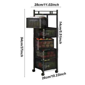 Estante de Cocina Giratorio Extraíble y Económico, Estante de Almacenamiento Multifuncional de Varios Niveles para el Hogar, Cesta para Frutas y Verduras, Carrito - Product Image 2