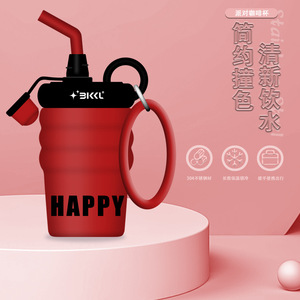 แก้วน้ำสแตนเลสหุ้มฉนวนพร้อมหลอดแก้วพกพาสำหรับเดินทางสำหรับรถยนต์และใช้งานกลางแจ้ง - Product Image 3