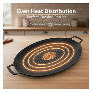 Großhandel Hotels Kommerzielle 41cm Comals Outdoor-Koch party Grill Zwei Ohren Marmor Antihaft beschichtung Kohlenstoffs tahl Grill pfanne - Product Image 2