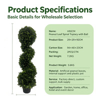 Arbre topiaire artificiel en spirale en forme de feuille d'arachide H92cm, plante verte artificielle en pot pour la décoration de la maison, des mariages, des fêtes, des jardins et des porches