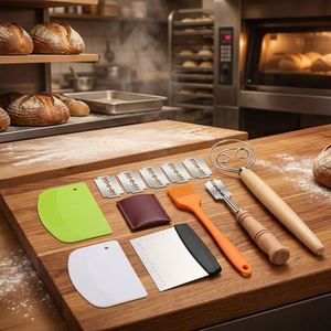 Kit de démarrage de levain de pâte à pain danoise sur mesure 6 pièces - Crochet à pâte, fouet hollandais, lame à pain, racloir de boulanger, brosse à pâtisserie en bois - Product Image 3