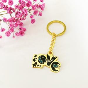 Custom Logo Name Metal Golden Key Finder Color Soft Enamel Key Chain With <b>Keyring</b> - Product Image 5